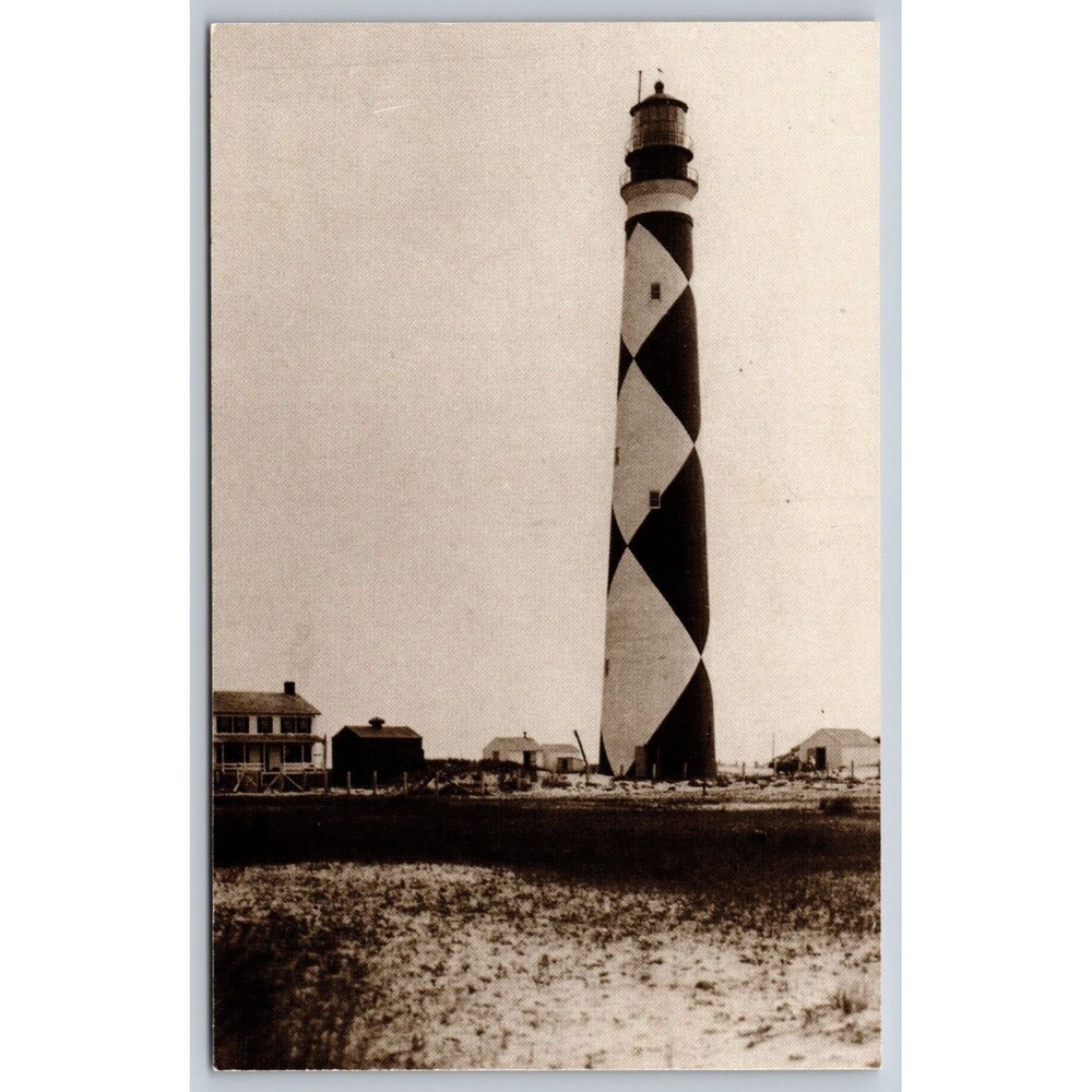 Cape Lookout Lighthouse Postcard Core Bank Island NC Madison Bay Co Vtg Repro